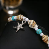 Bracelet Cheville Coquillage <br/> Petit Canarium, Perles et étoile de mer