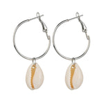 Boucles d'oreilles Coquillage Blanc Cauris argenté