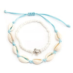Bracelet Cheville Coquillage Cauris et Perles Blanches