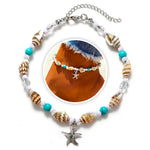 Bracelet Cheville Coquillage Petit Canarium, Perles et étoile de mer
