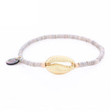 Bracelet Coquillage Or Cauri et Perles Heishi Surfeur