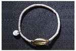 Bracelet Coquillage Cauri Surfeur Doré et perles