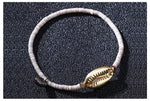 Bracelet Coquillage Cauri et Perles Bracelet Coquillage Or Cauri et Perles Heishi Surfeur