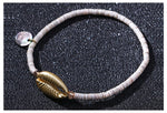 Bracelet Coquillage Cauri Surfeur Or et perles