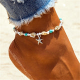 Bracelet Cheville Coquillages Perles et étoile de mer