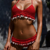 Bikini Coquillage <br/> Brésilien en Crochet Rouge