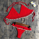 Bikini Coquillage <br/> Brésilien en Crochet Rouge