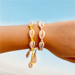 Bracelet Coquillage Cauris Cordon Jaune