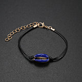 Bracelet Coquillage Cauri Bleu Nuit Codon Noir