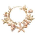 Bracelet Coquillage Charme avec étoiles de mer et perles