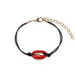 Bracelet Coquillage Cauri Rouge Codon Noir